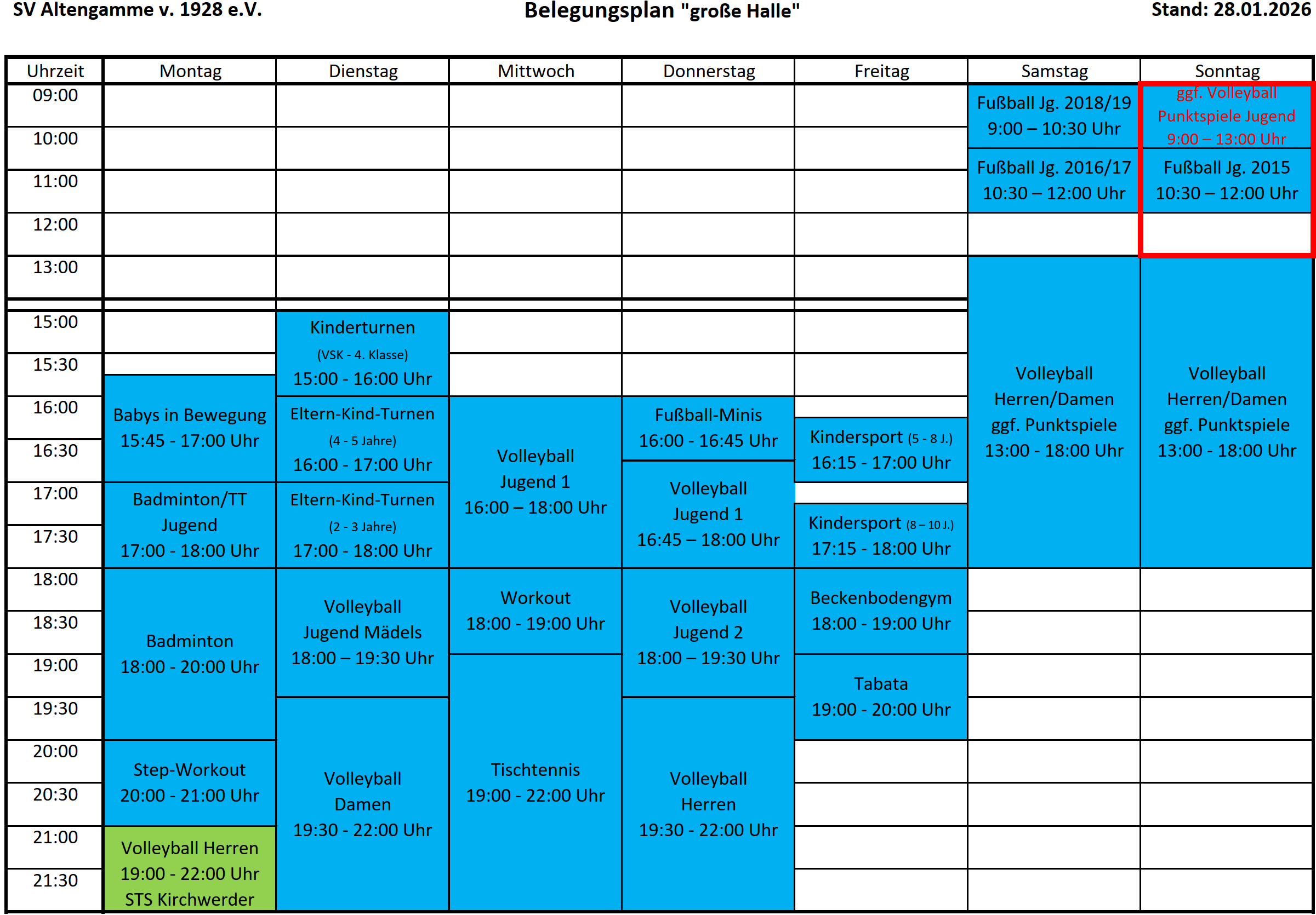 Belegungsplan gr. Halle 20 Stand 15.07.2025