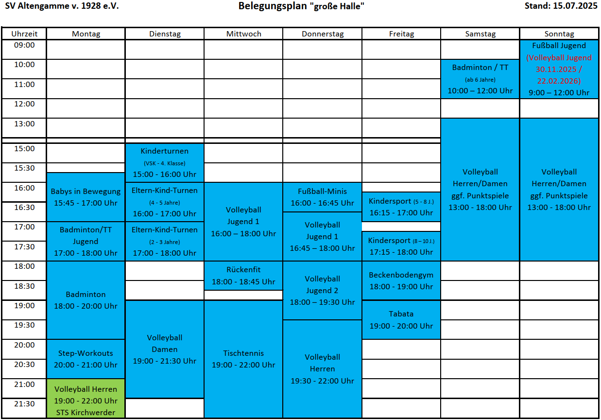 Belegungsplan gr. Halle 20 Stand 15.07.2025